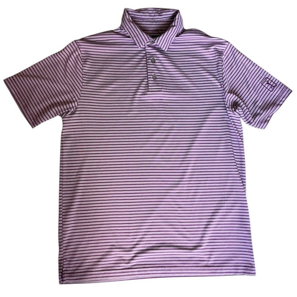 PGA Tour Lavender and Black Striped Polo